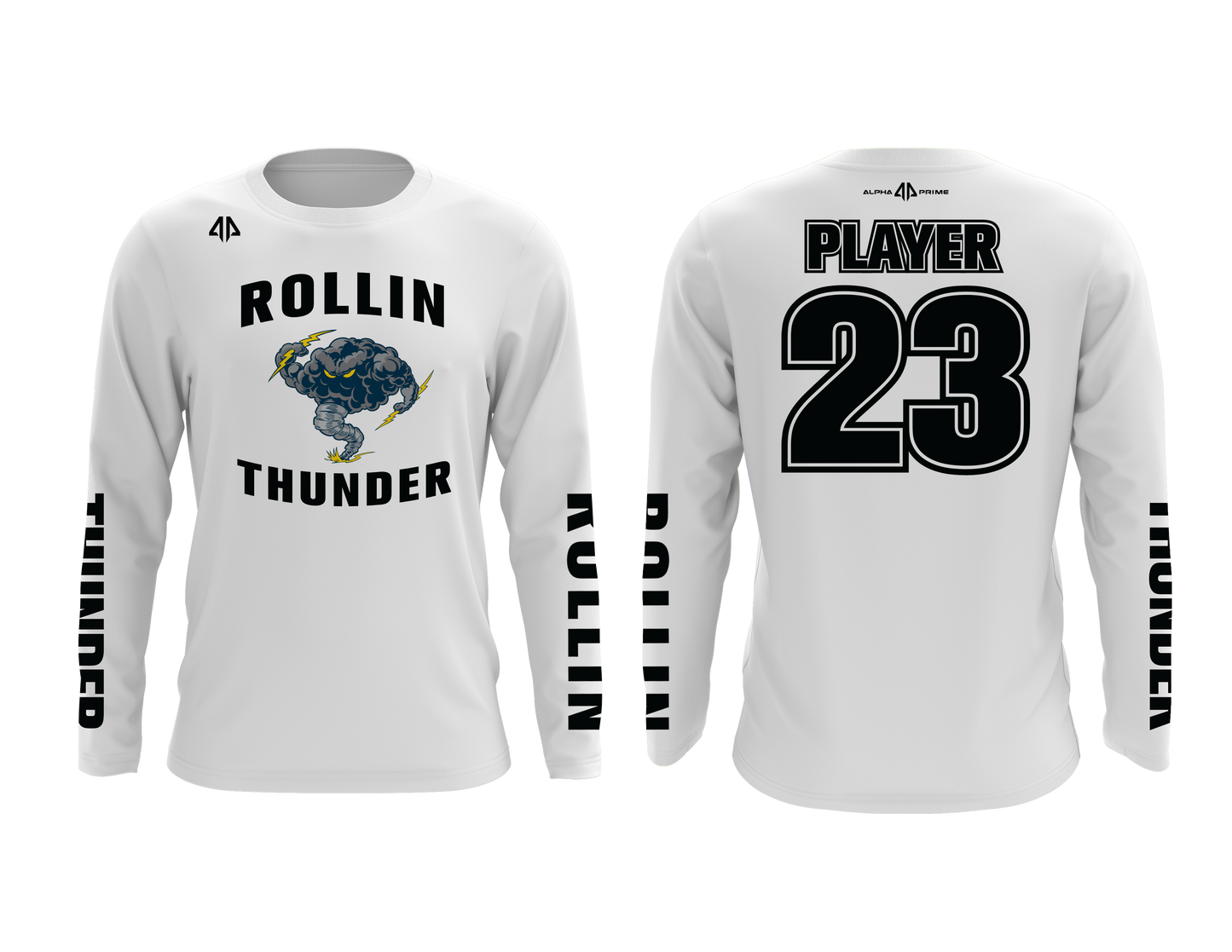 Rolling Thunder Long Sleeve Fan Shirt - White